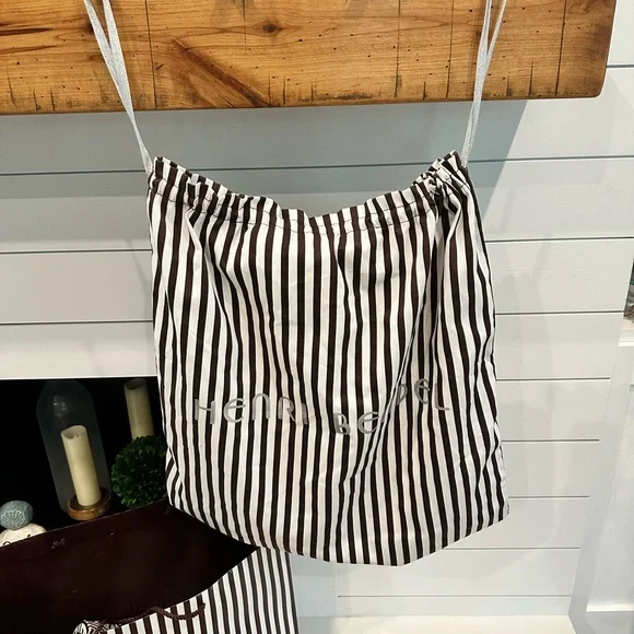 Henri Bendel NWT Disturbed Stripe Barrel Satchel Rare - Picture 12 of 16